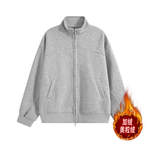 重磅加绒奥粒绒短款500克拉链立领卫衣短宽套头外套 RH5321JR-P65图片