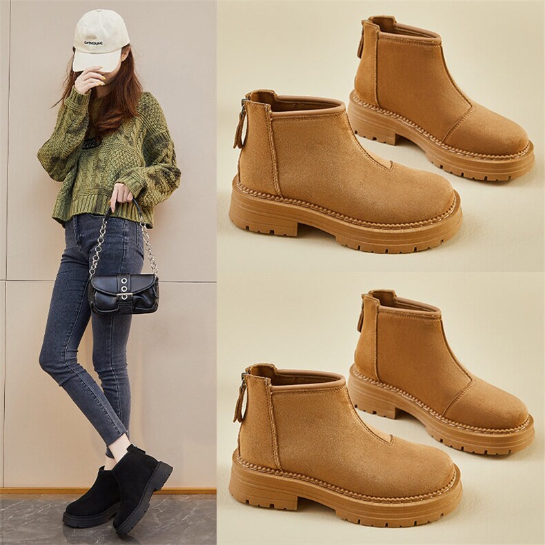X4556-100加绒马丁靴女2024冬季新款休闲鞋增高保暖短靴,女鞋长靴,星座1407-3