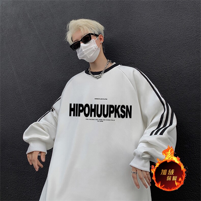 抖音得物供货提供视频秋冬重磅美式宽松织带圆领卫衣0320,男装卫衣,电商A486