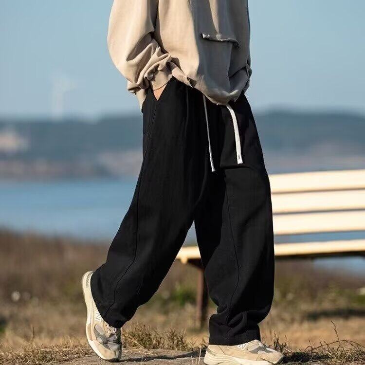 男生咖啡色工装裤男春季纯棉裤子宽松直筒裤阔腿裤休闲裤春秋男裤,男装休闲裤,星座218-1（原230）