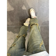 美式复古黄泥色破洞牛仔裤男款夏季水洗cleanfit裤子NZ018WW-P48，男装牛仔裤，星座1007（原301D）
