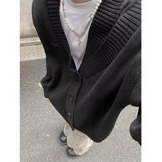 秋冬V领开衫毛衣外套男日系纯色休闲学生百搭痞帅针织衫YB14，男装针织衫/毛衣，星座1116A（原606A-3）