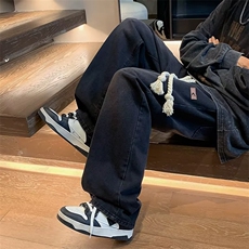 牛仔裤男款秋冬季高街vibe直筒阔腿裤子潮牌宽松时尚百搭休闲长裤，男装牛仔裤，星座1210-1