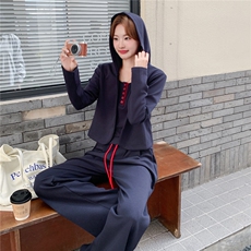 休闲运动风卫衣套装女2025秋季新款超好看阔腿裤吊带上衣三件套潮，女装套装/套裙，2D148