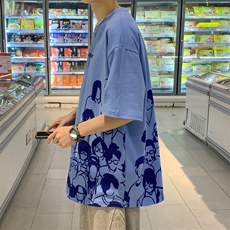夏季新款百搭短袖T恤港风圆领动漫印花半袖男女1633-P38控价58，男装T恤，电商A441-1