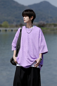 8XL-M 特大码短T恤泡泡袖肌理感冰丝短袖衬衫上衣五分袖DX322P25图片