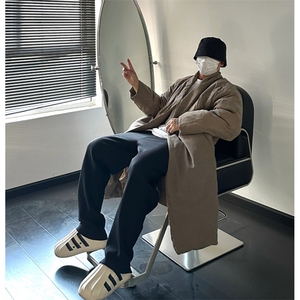 MH03-P145 韩系慵懒风长款绒面棉服加厚保暖棉衣外套男图片