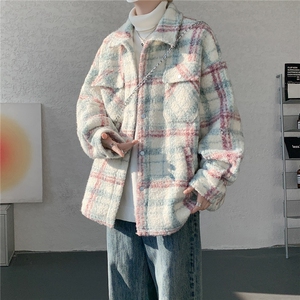 粗花呢格纹棉服复古大码夹棉加厚小香风毛圈格子呢外套LF101特P95图片