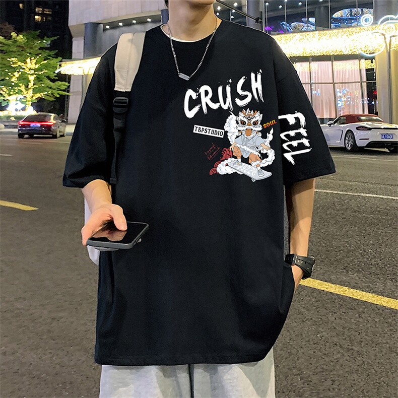 T763P26夏季新品港风高街美式短袖T恤宽松ins重磅纯棉体恤,男装T恤,星座304A