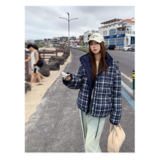 S822-P98新款格子设计感两面穿宽松加厚棉服短款棉衣外套，男装棉衣，星座617A-2