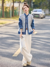 2026年春季复古风牛仔拼接盘扣女外套，女装短外套，橙子家