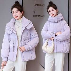 2023新款现货90白鸭绒羽绒服女连帽新款面包服时尚宽松保暖外套图片