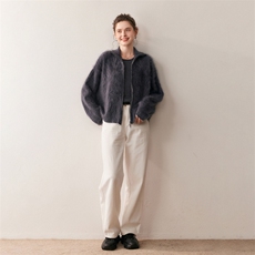 2025羊绒拉绒拉链开衫针织衫，女装针织衫/毛衣，朵沐纯羊绒