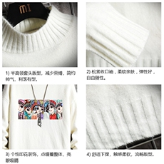 京剧脸谱风半高领毛衣针织衫男网格M18250-P45加绒款-P65，男装针织衫/毛衣，电商A040A