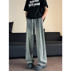 春夏季新款日系直筒牛仔裤男韩版潮流宽松阔腿休闲百搭长裤子，男装牛仔裤，星座716-2