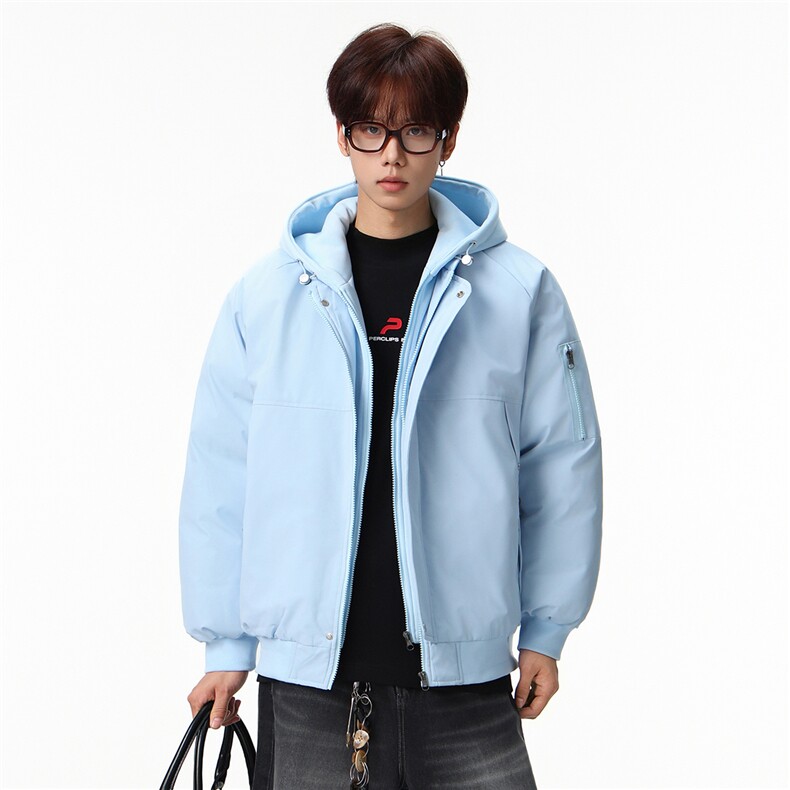 新款冬季大码羽绒棉服棉袄连帽假两件韩版宽松外套A436-2583-P95,男装棉衣,电商A436