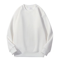 新款奶杏色！350g重磅插肩袖圆领卫衣女米白色宽松休闲打底衫男秋，男装卫衣，宏恒