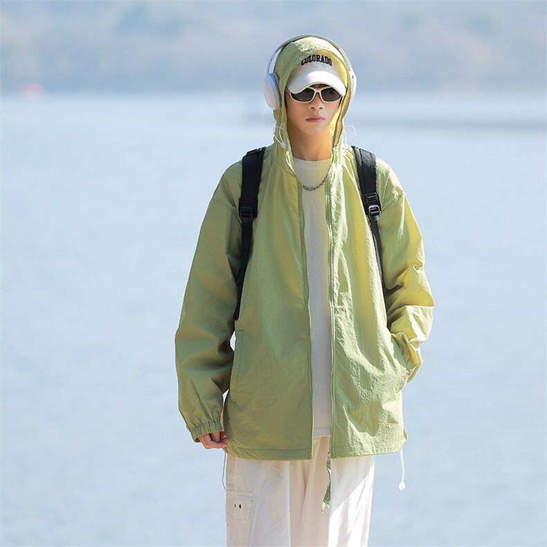 夏季中性风高品质40D尼龙皱时尚纯色防晒衣DSA157B-F7777-特P34，男装防晒衣，电商A157B