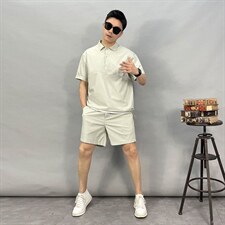 2183-p125 2025夏季高档新款宽松休闲纯色短袖T恤短裤高品质套装图片