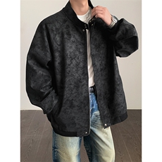 PY302/P85春装新款现货立领皮夹克男雾面潮流宽松大码皮衣外套，男装夹克，电商基地A050