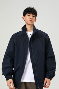 美式罗纹拼接袖子褶皱大码M-5XL教练夹克男JK78056P69控105图片