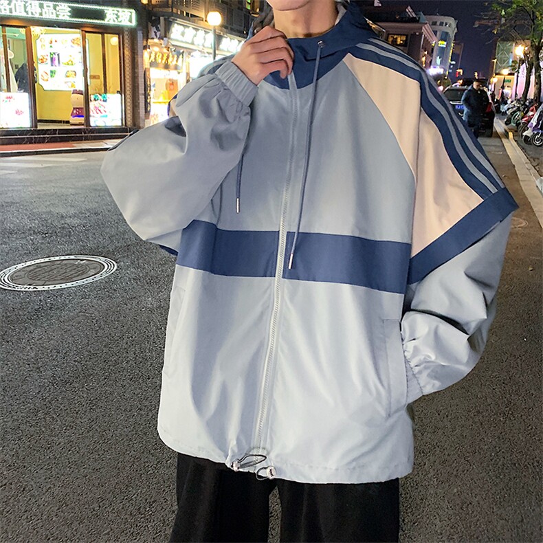 春季新款潮牌连帽潮牌条纹拼色夹克外套CYJK2121-P75,男装夹克,电商A128