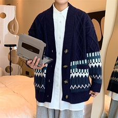 25秋装新款潮宽松针织开衫外套男女情侣中性毛衣上衣M3117-P85，男装针织衫/毛衣，电商A009A（原A058A）