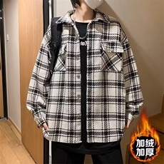 现货男士格子外套男秋冬款加绒加厚青少年潮牌男装2026新款千，女装短外套，星座218-1（原230）