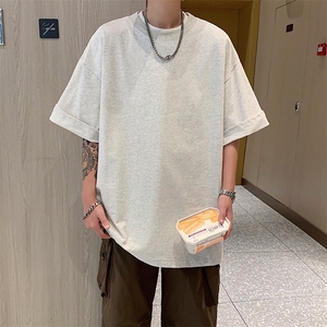 小众设计感基础款宽松短袖T恤男圆领纯色休闲百搭上衣TX601-特P22图片