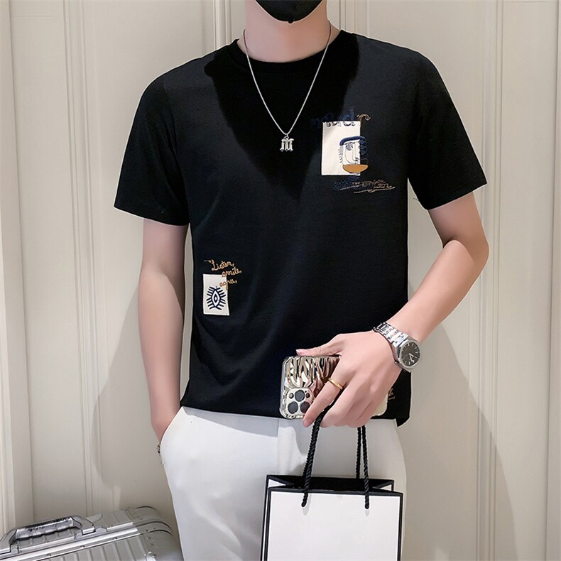 社会小伙2025新款夏季T恤男短袖潮牌印花A313-1-5807-P4868,男装T恤,电商A313-1