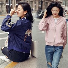 粉色短款外套女2025春秋新款韩版时尚休闲百搭刺绣棒球服夹克上衣，女装短外套，帛香坊