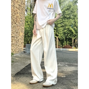 美式高级感褶皱西裤男cleanfit宽松冰丝阔腿垂感休闲裤XK463-P45图片