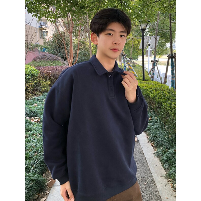 抖音得物高品质二开25秋冬美式高街结构设计POLO翻领卫衣外套W77,男装卫衣,电商A486-1