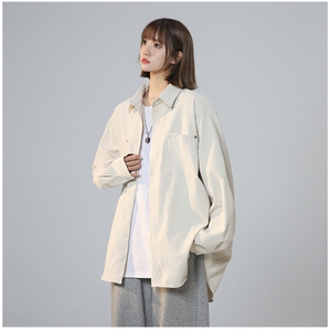 美式情侣玉米格宽松休闲长袖衬衫XZ225-3-CS01-P60控85图片