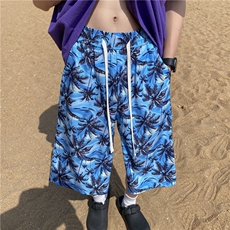 2024夏季新款椰树花纹宽松冰丝短裤沙滩裤B315-K24095-特p20控38，男装牛仔裤，电商B315