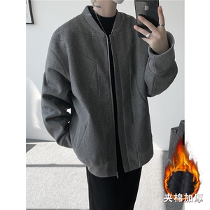 JK1169-特P58 加棉TP68 重磅呢料解构设计感拼接复古大码痞帅外套图片