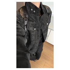 复古雾面PU皮衣男春秋哈灵顿夹克休闲百搭短款外套W6917-P70，男装夹克，星座412-3