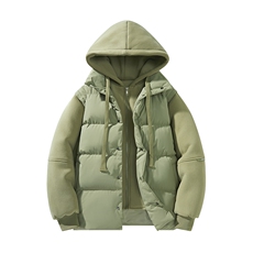 新款假两件棉服男加厚羽绒棉衣情侣款连帽拼色连帽外套M092-P75，男装棉衣，星座1403A