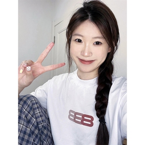 T0690-P25 美式情侣夏季宽松圆领短袖 渐变色彩潮纯棉T恤图片