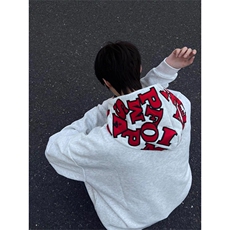 网图华棉刺绣满印字母连帽宽松卫衣男女A1097-常规P55加绒P60，男装卫衣，星座1505