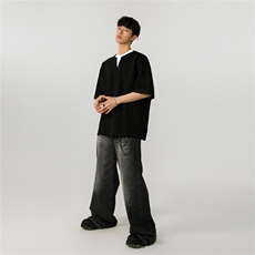 1可二开300G美式假两件亨利领大码M-5XL短袖T恤男78014P45控68，男装T恤，星座226-2