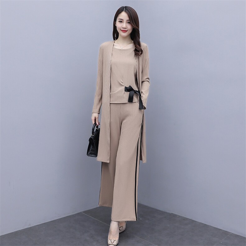 优雅女士春秋季纯色时尚百搭潮流三件套显瘦修身气质套装,女装套装/套裙,贵人树