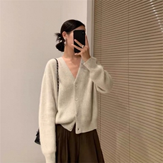 女士羊毛开衫V领纯色羊毛柔软保暖，女装羊毛衫，泰沅羊绒