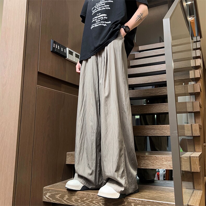 07山本裤男潮薄款冰丝阔腿裤垂感宽松拖地裤XZ211-1-K2419-P40图片