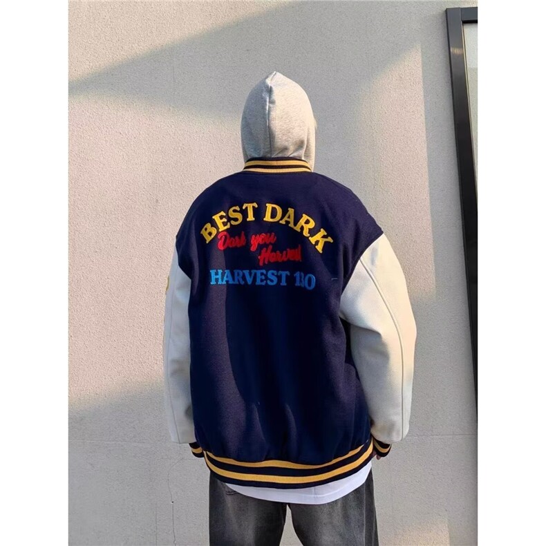 刺绣字母棒球服外套男女春秋款潮宽松设计感情侣夹克上衣JK8013,男装夹克,星座516A