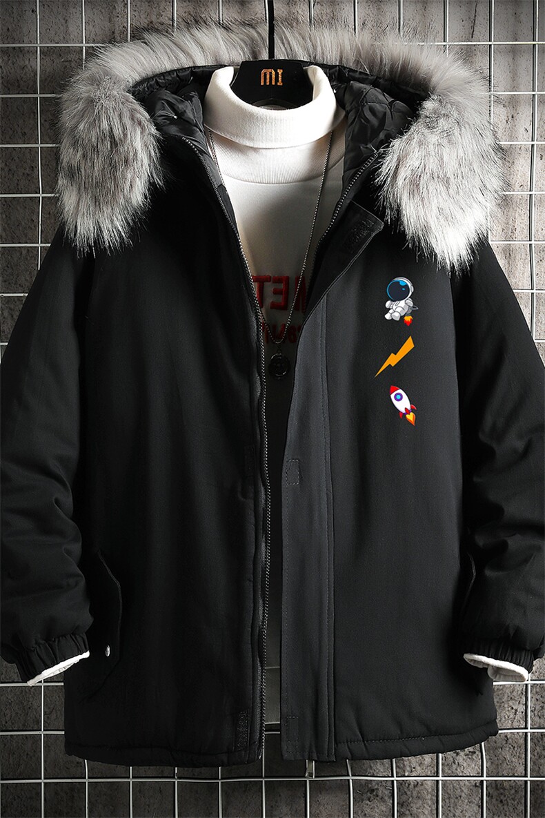 MM48165-P130冬季大毛领棉衣男士大码加厚棉袄男棉服网格,男装棉衣,电商A040A