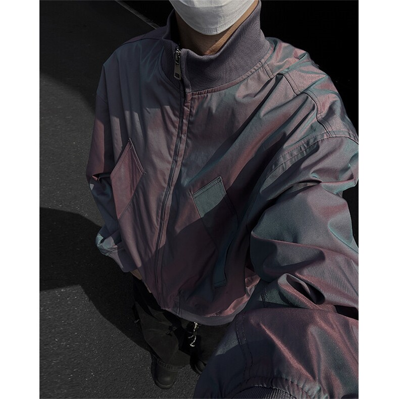 春秋复古休闲炫彩飞行员夹克男潮宽松工装口袋情侣款外套J05/P100,男装夹克,电商B209