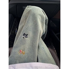 黑色趣味小狗刺绣牛仔裤女新款宽松显瘦拖地阔腿裤子N09，男装牛仔裤，星座1116A（原606A-3）