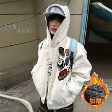 美式高街棉服男女冬季加厚宽松情侣棒球服夹克外套WYA235，男装夹克，星座516A