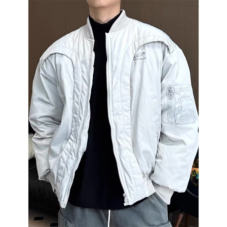 【网图现货】灰色飞行夹克刺绣款加厚棒球服男8520/特P90,男装棉衣,星座205-3